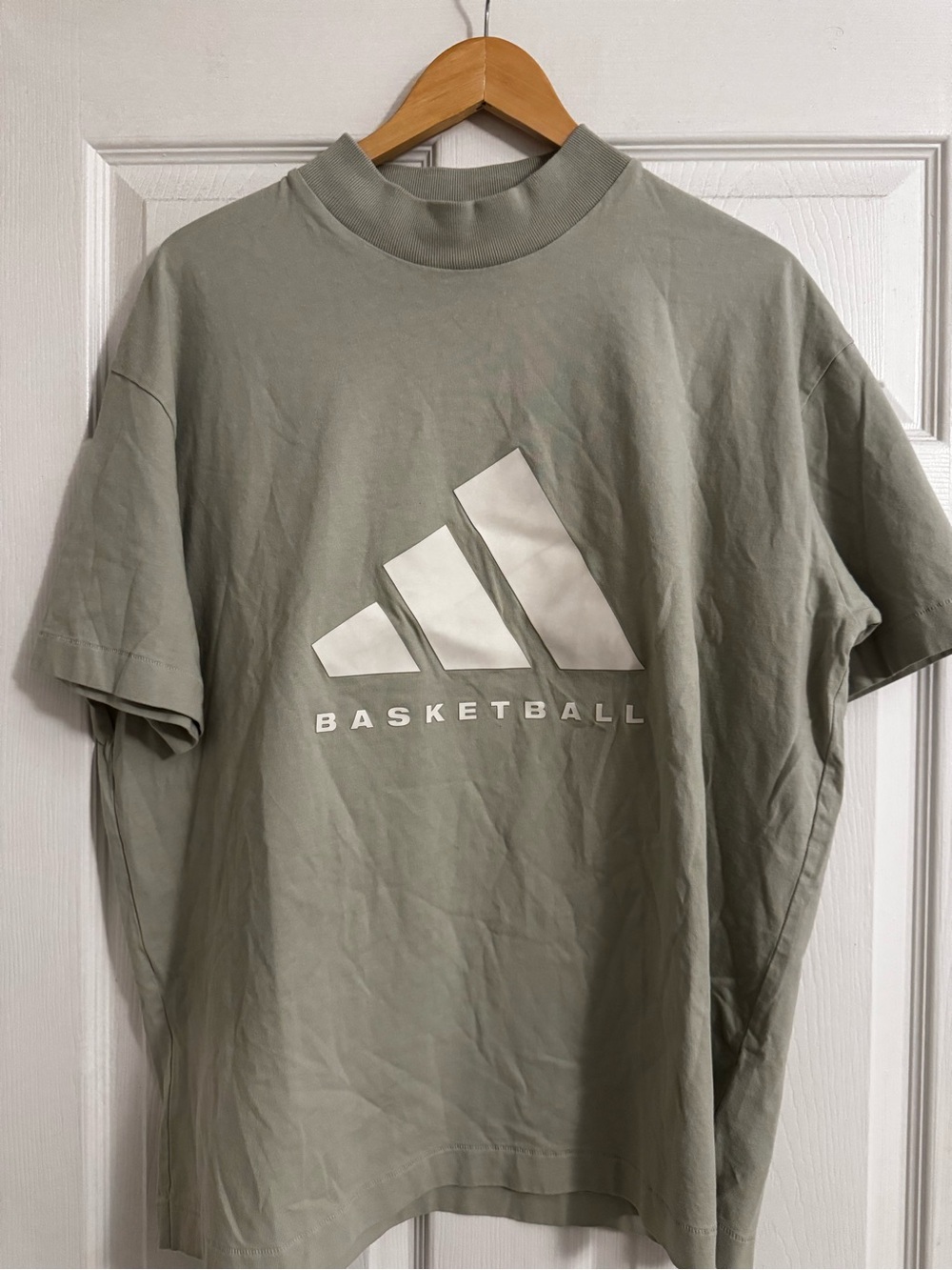 adidas Basketball Logo Tee in Sage Green